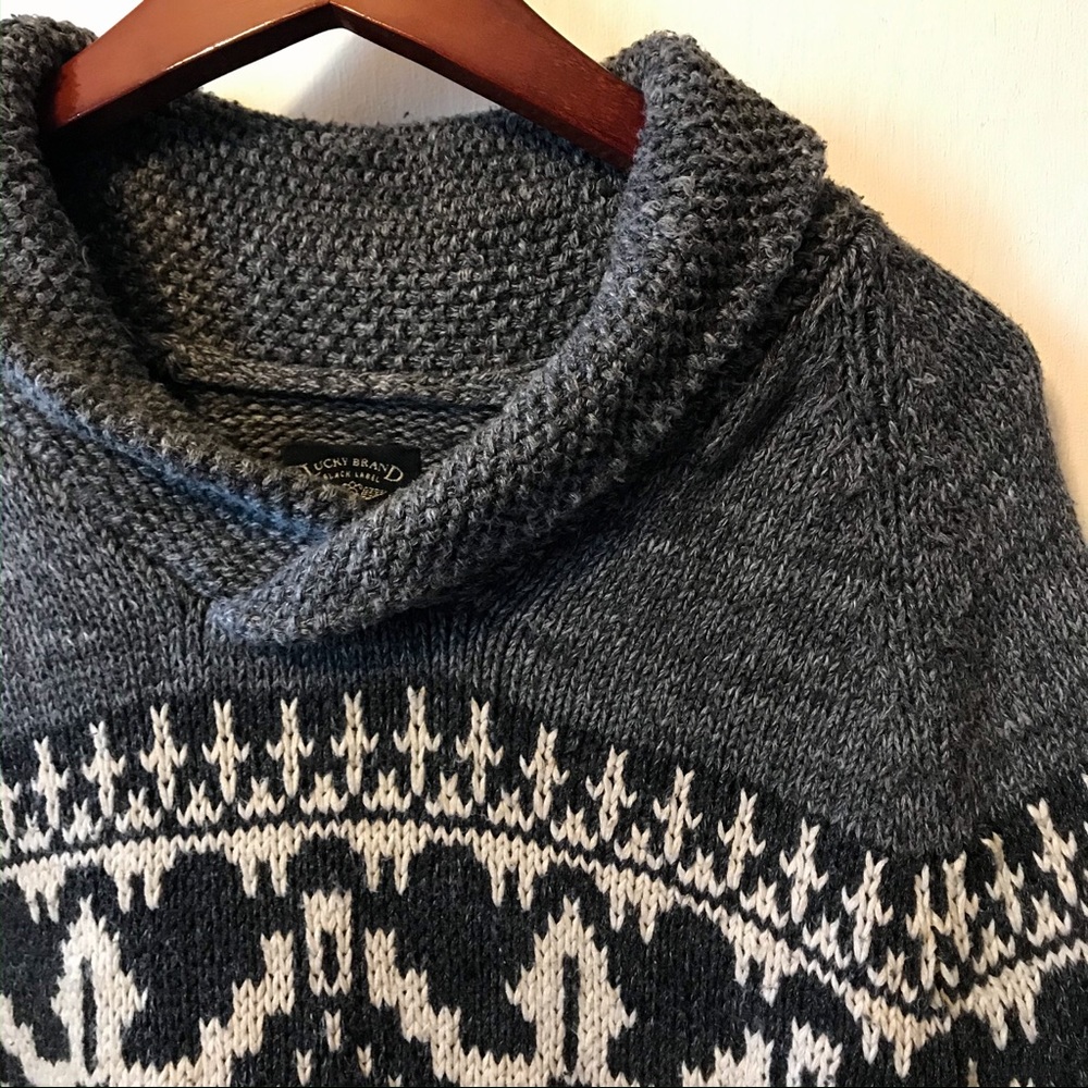 Lucky Brand Cowl Neck Sweater w/Tribal Design.